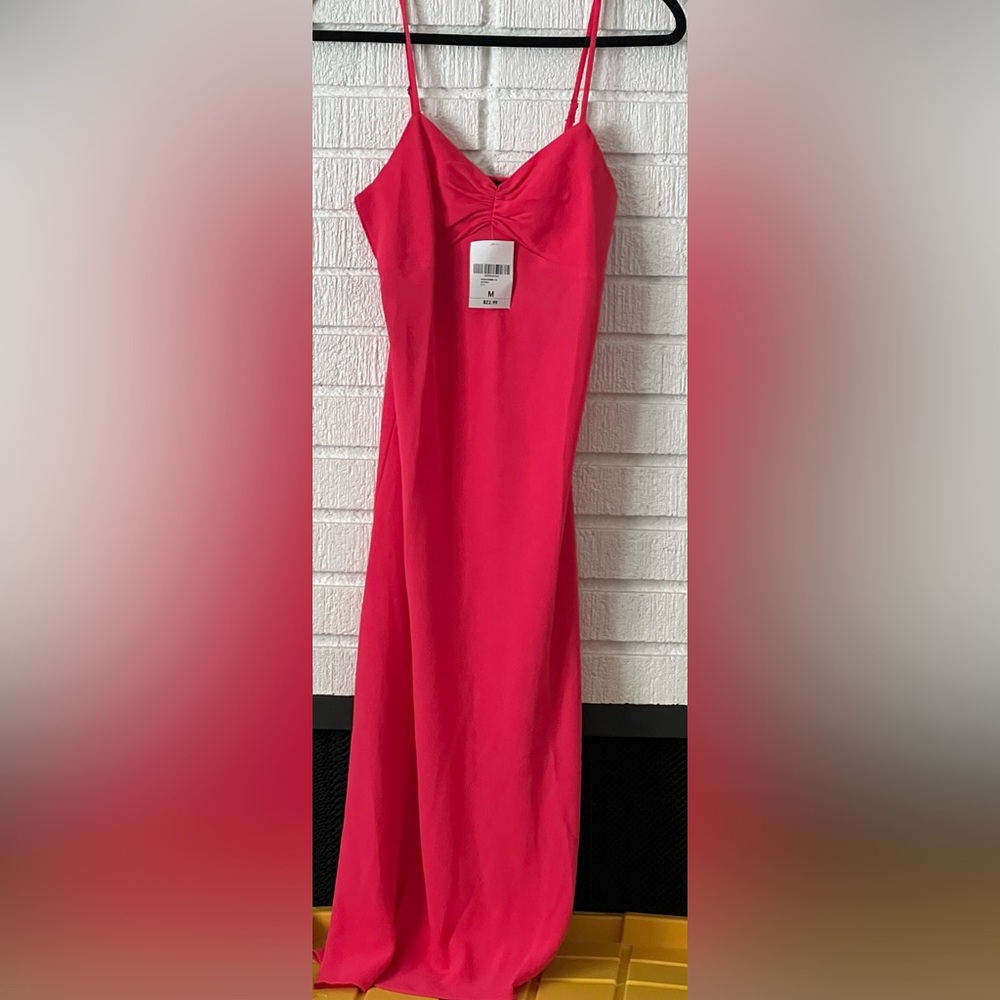 hot pink slip spaghetti strap dress